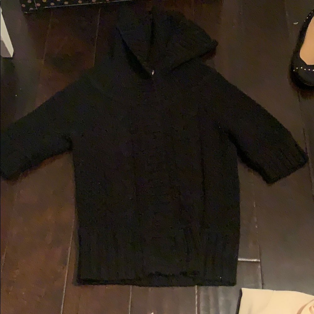 Express snap button cable knit sweater